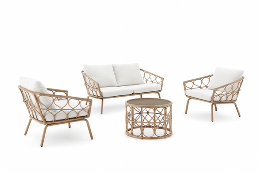 Conjunto de Conversación Exterior de Ratán de 4 Piezas