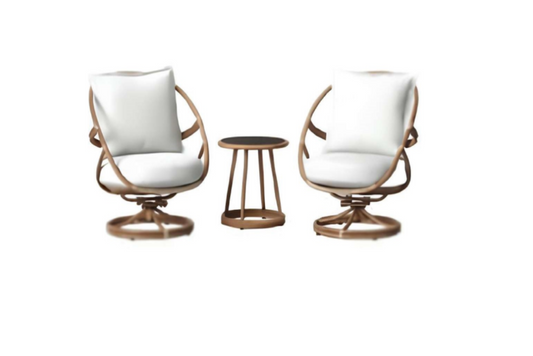 Conjunto de Lounge Giratorio de Ratán de 3 Piezas