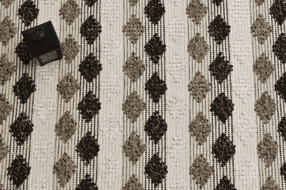 Alfombra de Algodón con Patrón de Diamante Borde y Flecos IC17762 Marrones/Beige