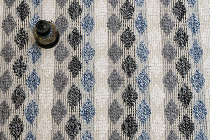 Alfombra de Algodón con Patrón de Diamante – Borde y Flecos