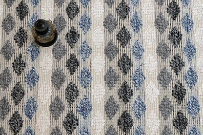 Alfombra de Algodón con Patrón de Diamante Borde y Flecos IC17434 Verde