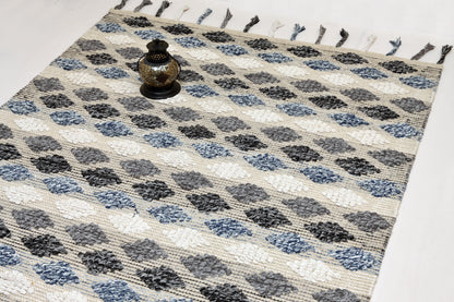 Alfombra de Algodón con Patrón de Diamante – Borde y Flecos