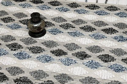 Alfombra de Algodón con Patrón de Diamante Borde y Flecos IC17434 Verde