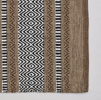 Alfombra Kilim de Algodón Borde Acabado IC14492 Marrones/Beige