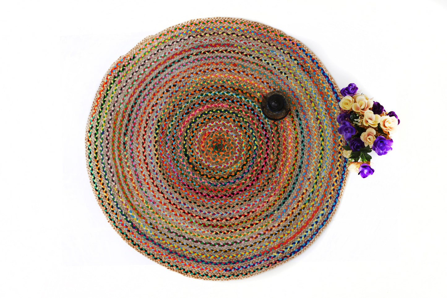Round Jute Chindi Rug
