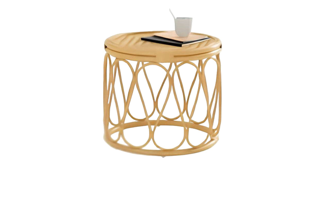 Round Rattan Accent Table