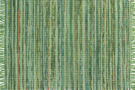 Alfombra Chindi Estampada Verde con Flecos