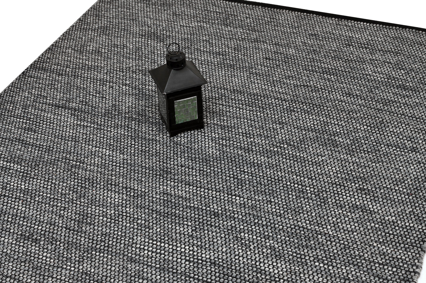 Alfombra de Algodón Gris con Borde Negro