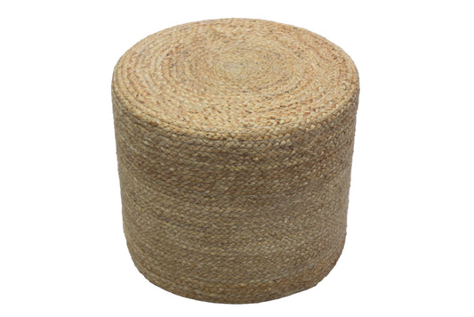 Puff Redondo de Yute Natural Tejido a Mano