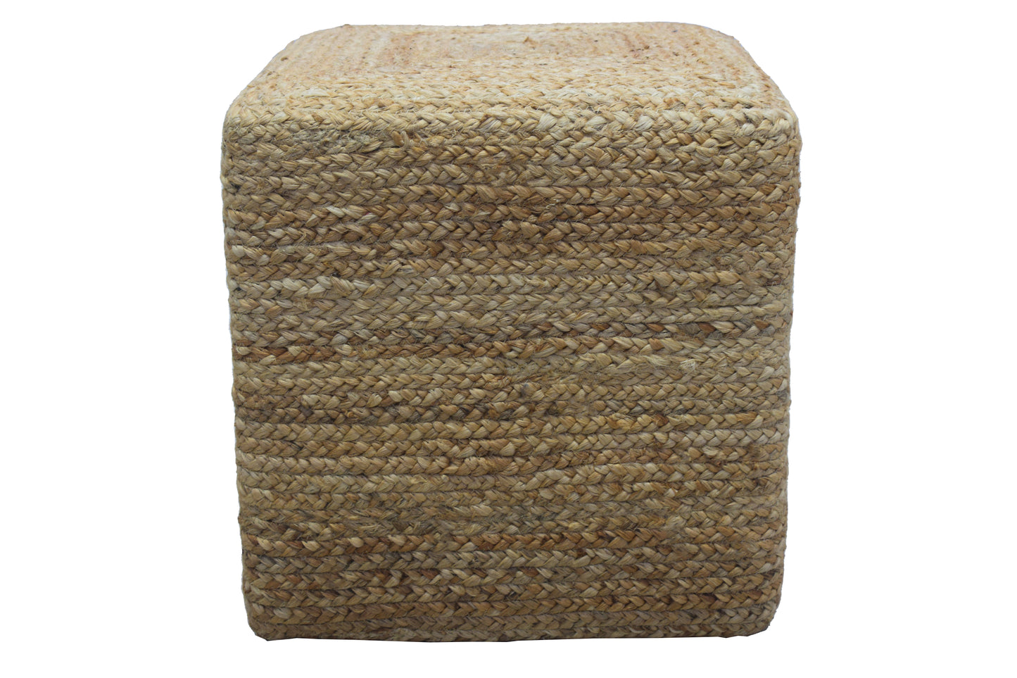 Hand-Braided Natural Jute Square Pouf