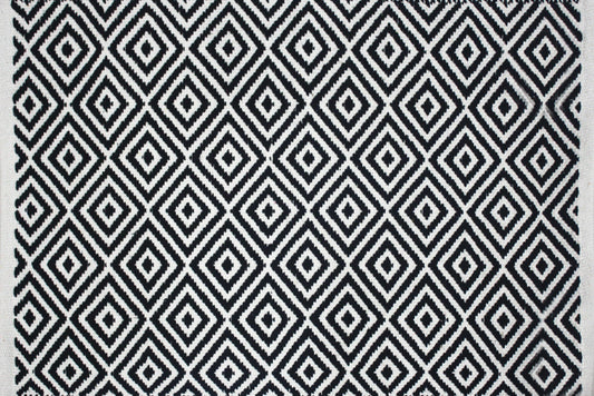 Alfombra de Algodón con Patrón de Diamante Borde Acabado IC17719 Negro