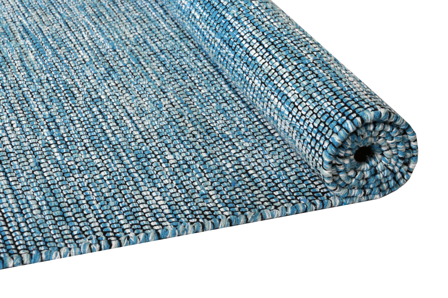 Alfombra de Algodón Turquesa con Borde Negro