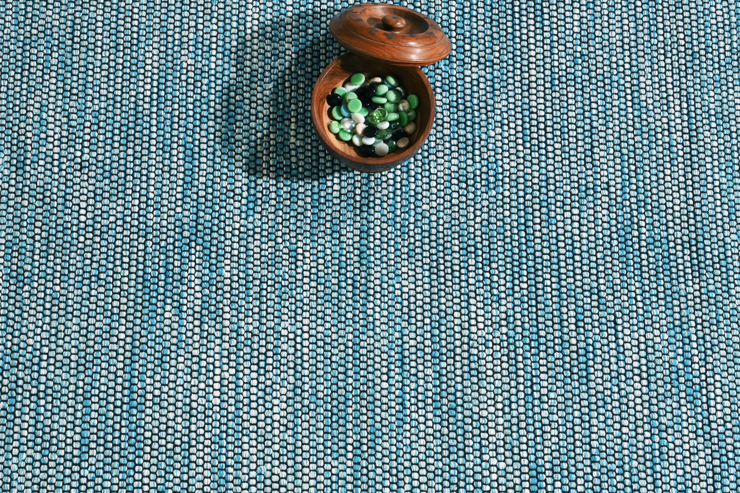 Alfombra de Algodón Turquesa con Borde Negro