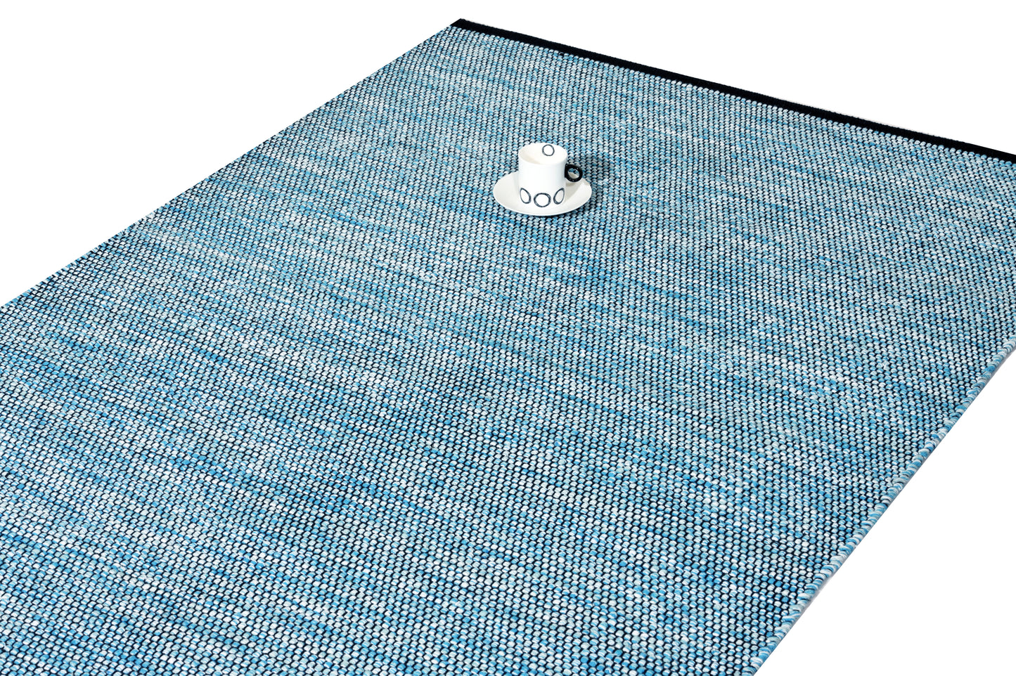 Alfombra de Algodón Turquesa con Borde Negro