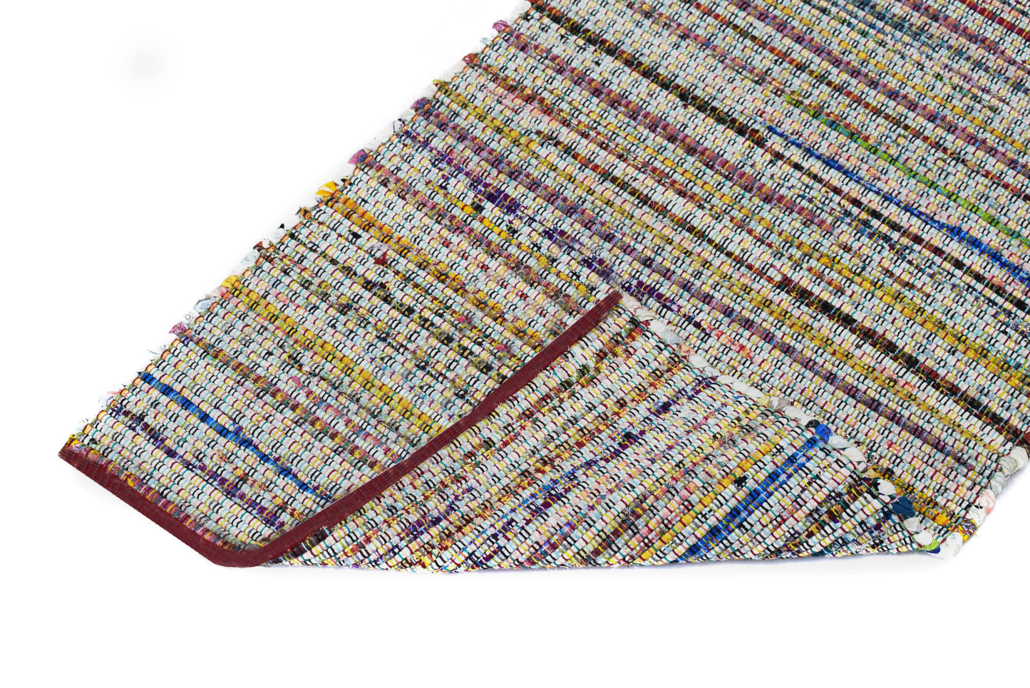 Multicolor Chindi Printed Rug with Hem