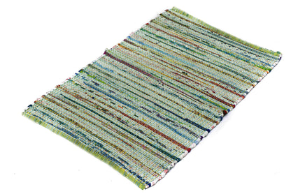 Alfombra Chindi Estampada Verde con Borde