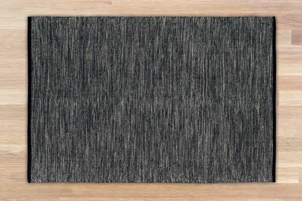 Alfombra Chindi Lisa Con Borde IC14464 Negro/Blanco