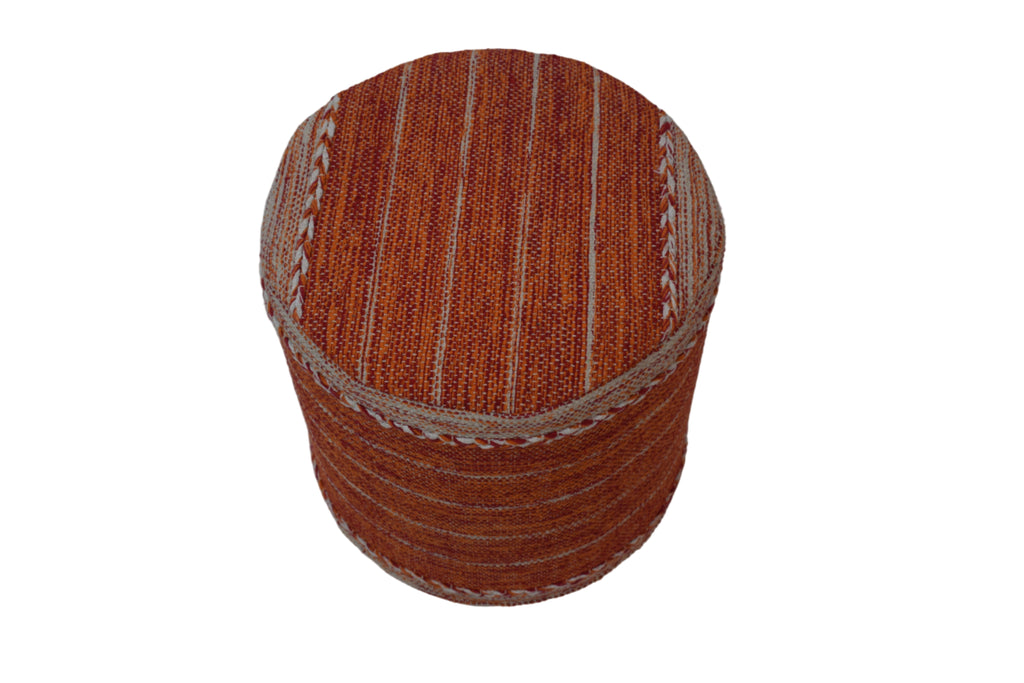 Puff de Algodón Kilim Tejido a Mano – Encanto Naranja