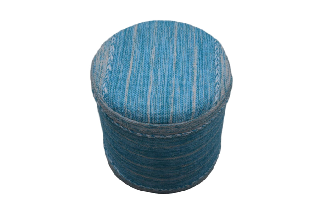 Puf kilim IC14488 azul tejido a mano
