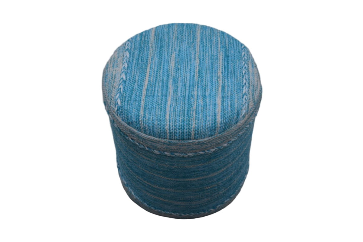 Puf kilim IC14488 azul tejido a mano