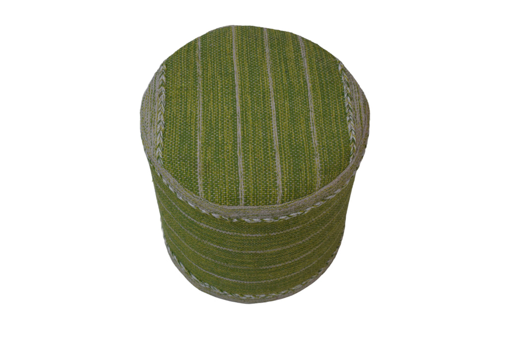 Puf Kilim de Algodón Verde Tejido a Mano