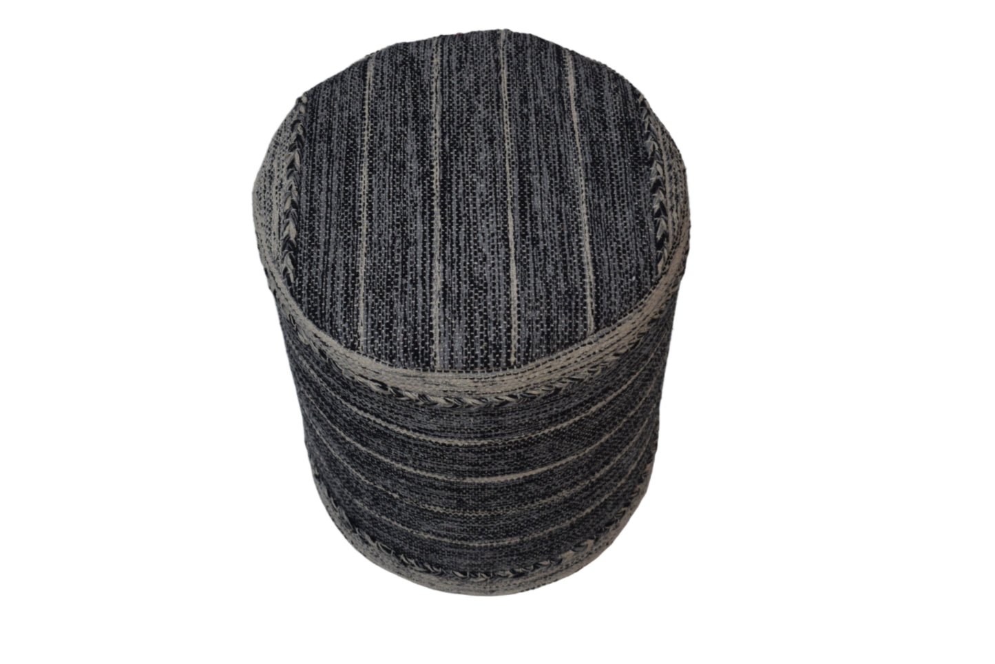 Pouf Kilim de Algodón Tejido a Mano – Gris Oscuro