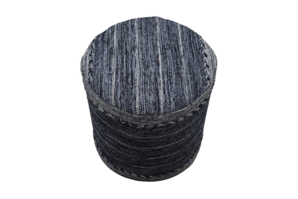 Pouf Kilim de Algodón Tejido a Mano – Gris Oscuro
