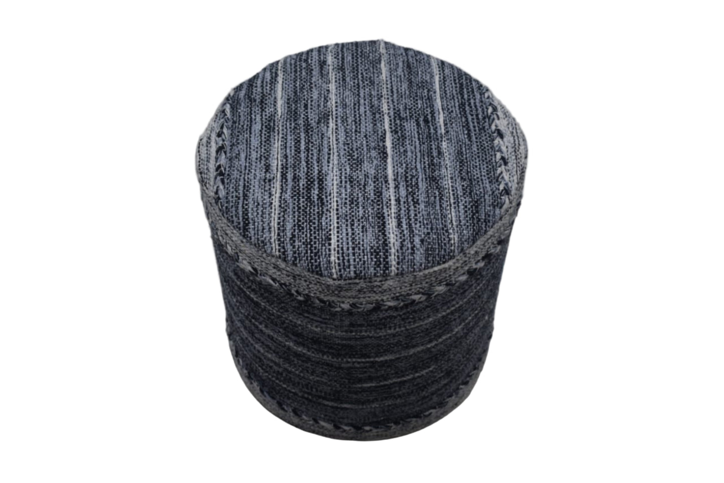 Pouf Kilim de Algodón Tejido a Mano – Gris Oscuro