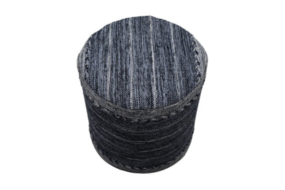 Pouf Kilim de Algodón Tejido a Mano – Gris Oscuro