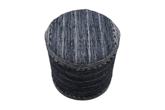 Pouf Kilim de Algodón Tejido a Mano – Gris Oscuro
