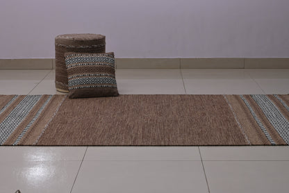 Puf Kilim de Algodón Tejido a Mano – Marrón y Beige