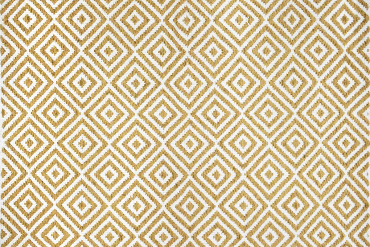 Alfombra de Algodón con Patrón de Diamante Borde Acabado IC14648 Amarillo/Dorado