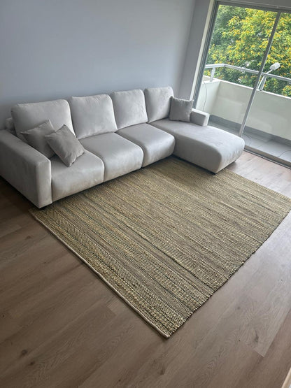 Alfombra IC15110 de yute y algodón en marrones y beige