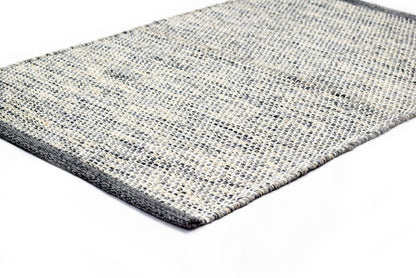 Alfombra de Algodón Plateada con Borde Carbón