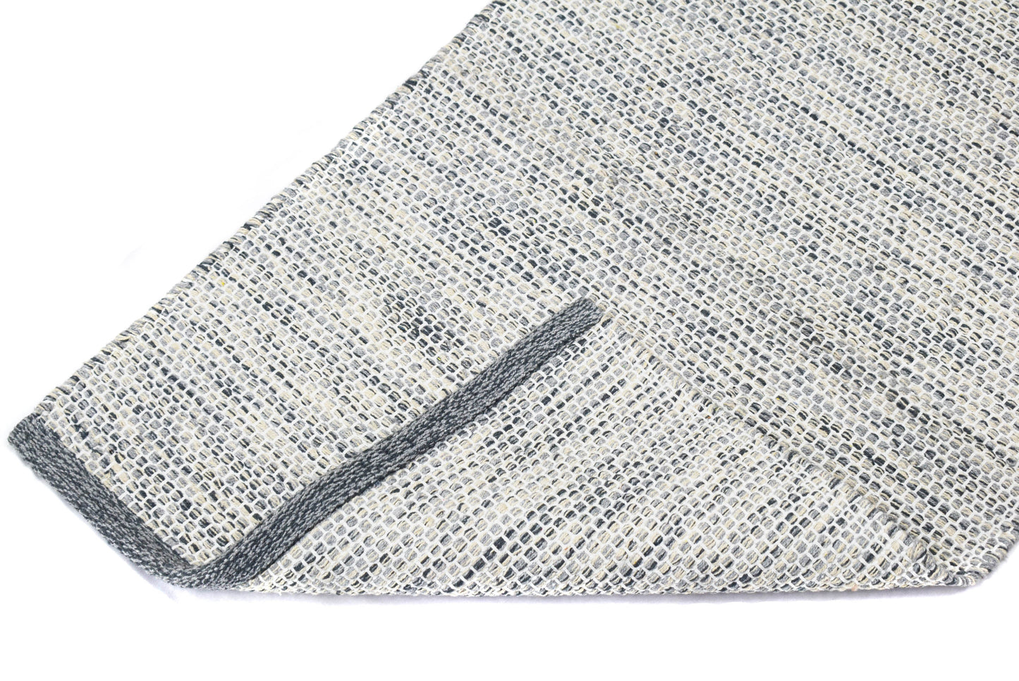 Alfombra de Algodón Plateada con Borde Carbón