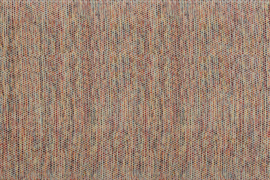 Alfombra de algodón multicolor con borde naranja