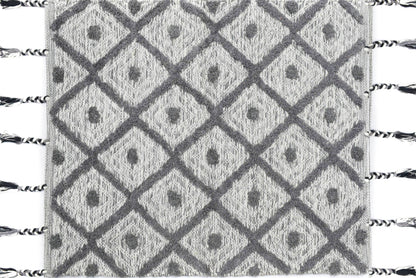 Alfombra de Algodón Tipo Shag – Patrón de Diamantes con Flecos