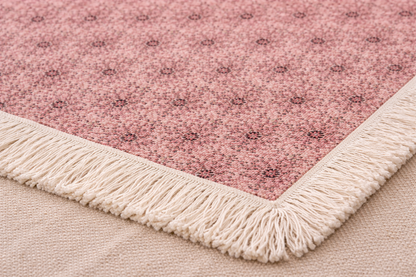 Detalle de alfombra Dhurrie de algodón estampada IC17069 Rojo