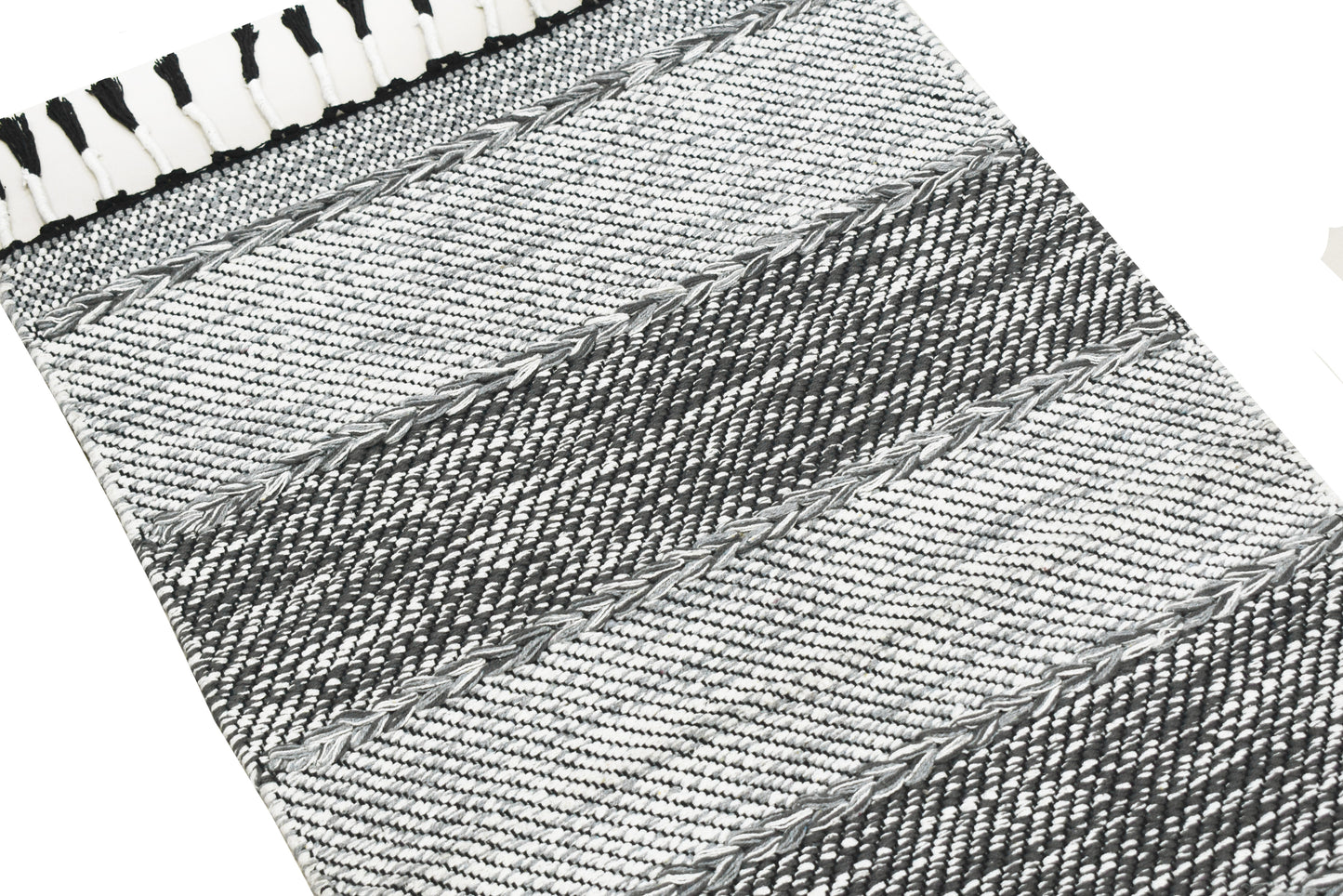 Durry de algodón – con borde rematado y flecos