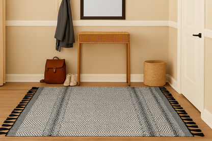 Alfombra Dhurrie de Algodón – Borde con Borlas