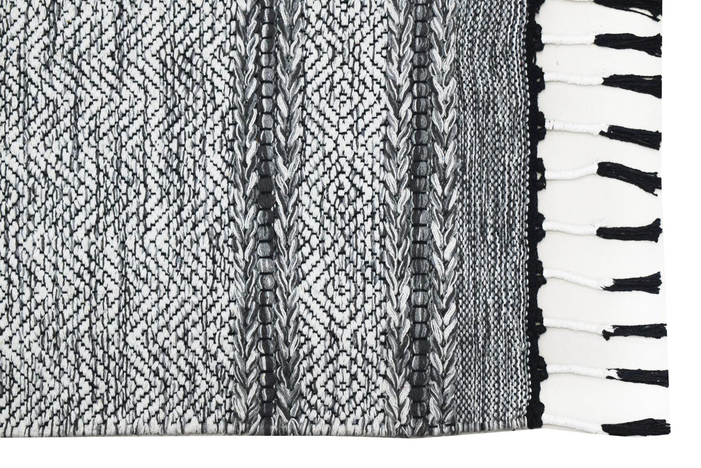 Alfombra Dhurrie de Algodón – Borde con Borlas