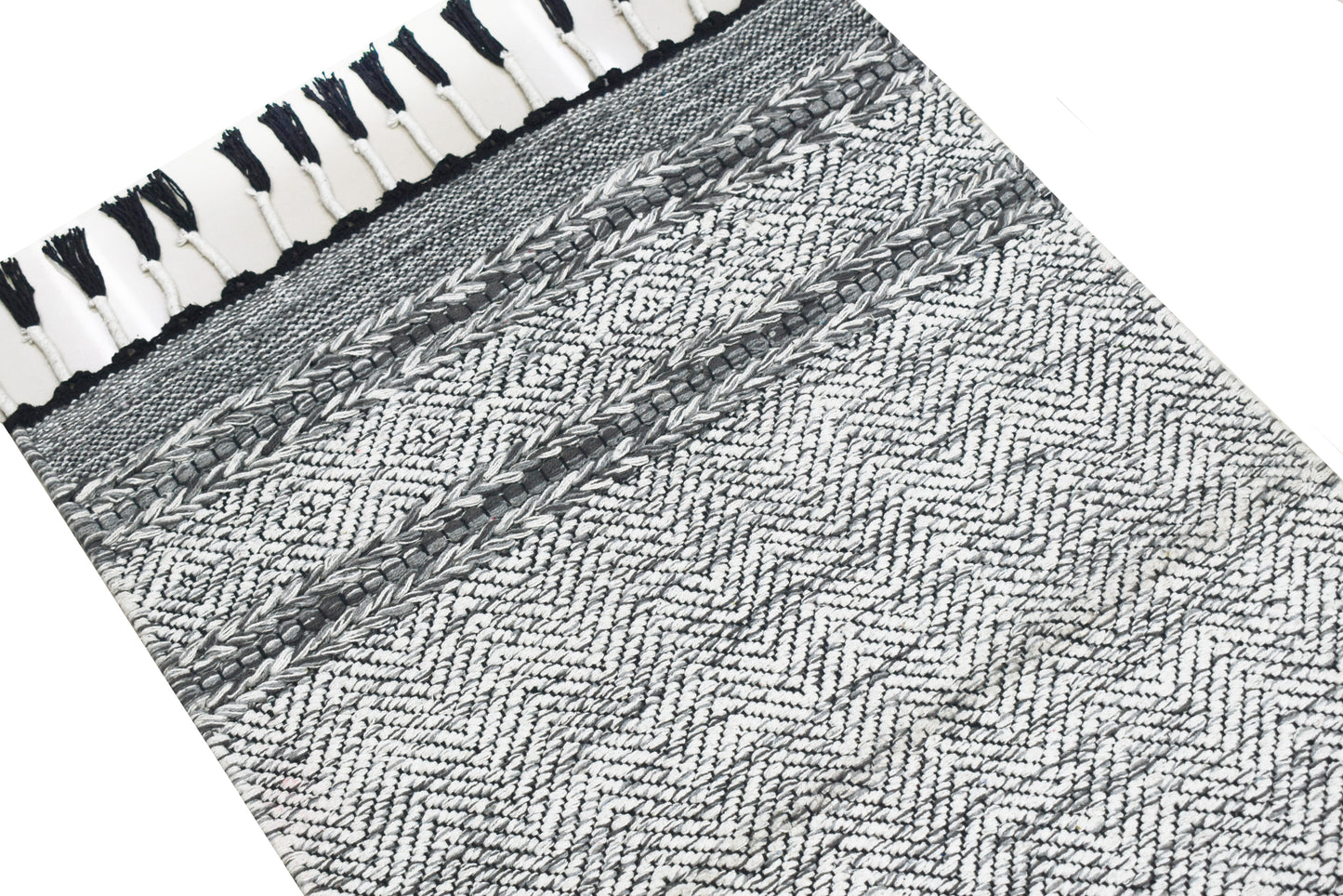 Alfombra Dhurrie de Algodón – Borde con Borlas