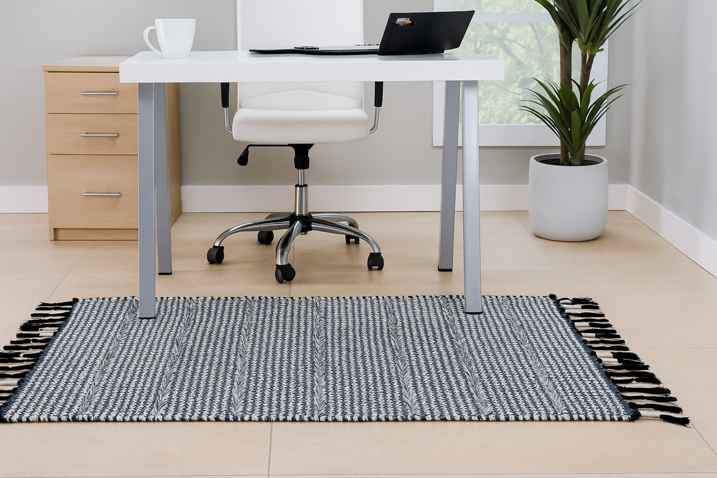 Alfombra Dhurrie de Algodón – Con Borde y Flecos