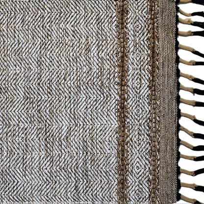 Alfombra Dhurrie de Algodón Con Borde y Flecos IC17686 Crema/Marfil