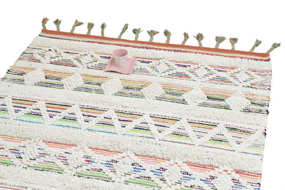 Alfombra de Algodón con Diseño de Diamantes – Borde Doblado con Borlas