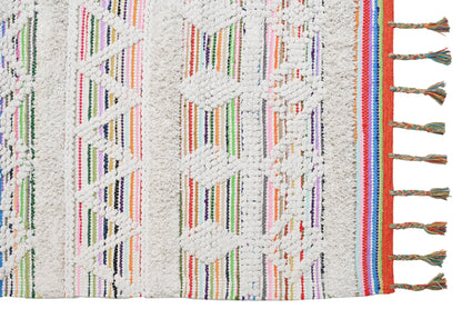 Alfombra de Algodón con Diseño de Diamantes – Borde Doblado con Borlas