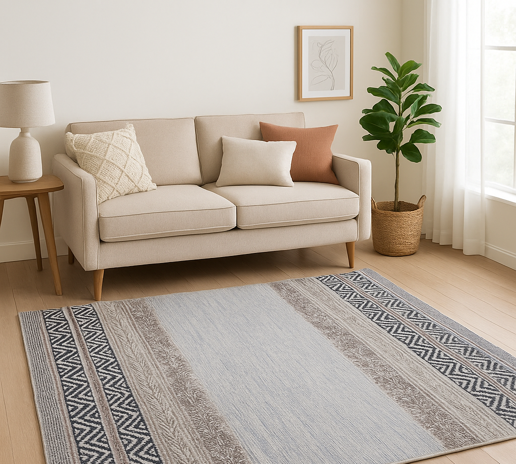 Alfombra kilim shaggy IC17710 gris y plateado - vista 3