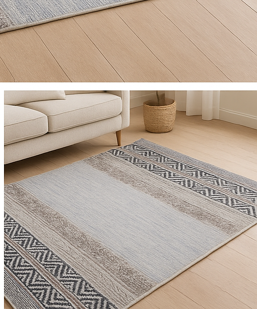 Alfombra kilim shaggy IC17710 gris y plateado - vista 2