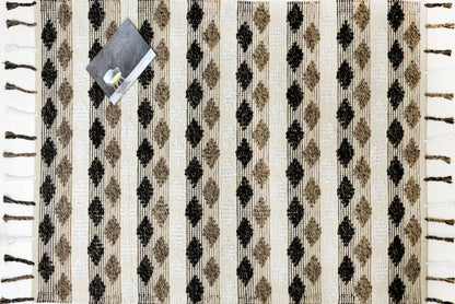 Alfombra de Algodón con Diamantes – Orilla Rematada con Borlas