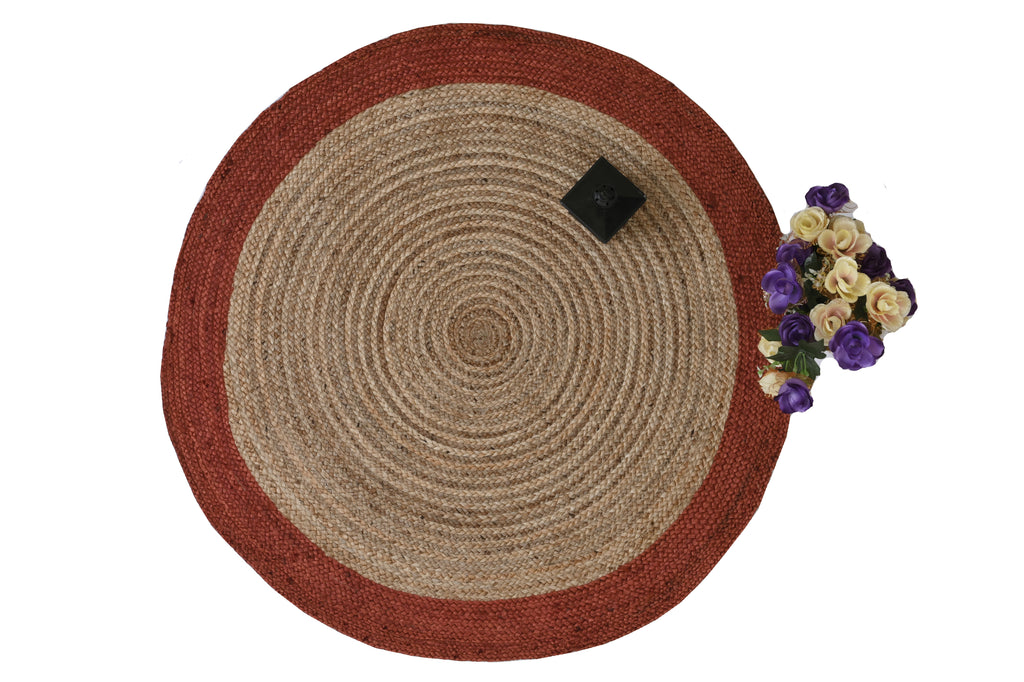 Braided Jute Round Rug – Bordered